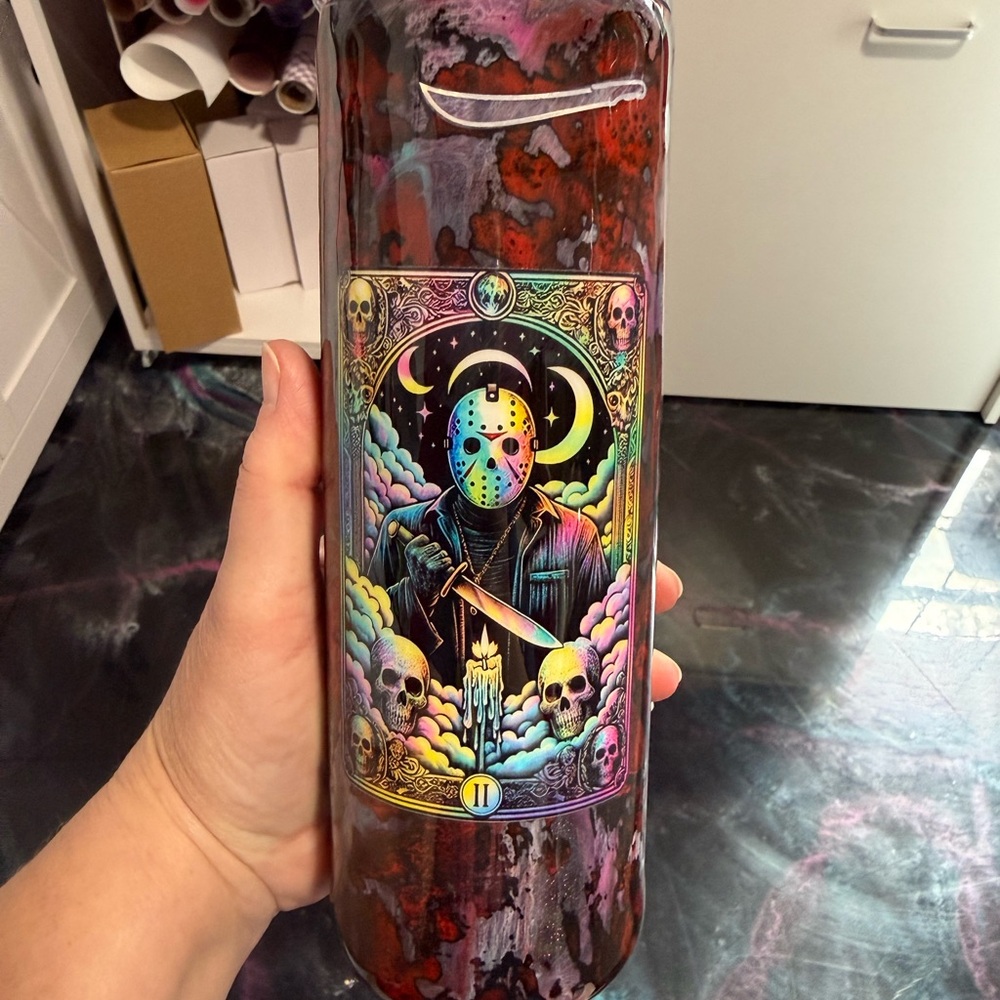 Friday the 13th Jason Voorhees Tarot Handmade Tumbler Cup